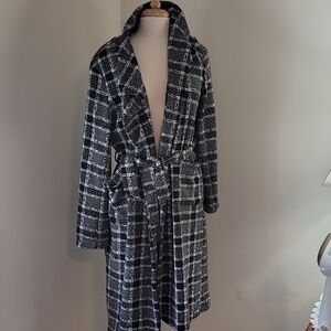 Black and White Plaid Coat
